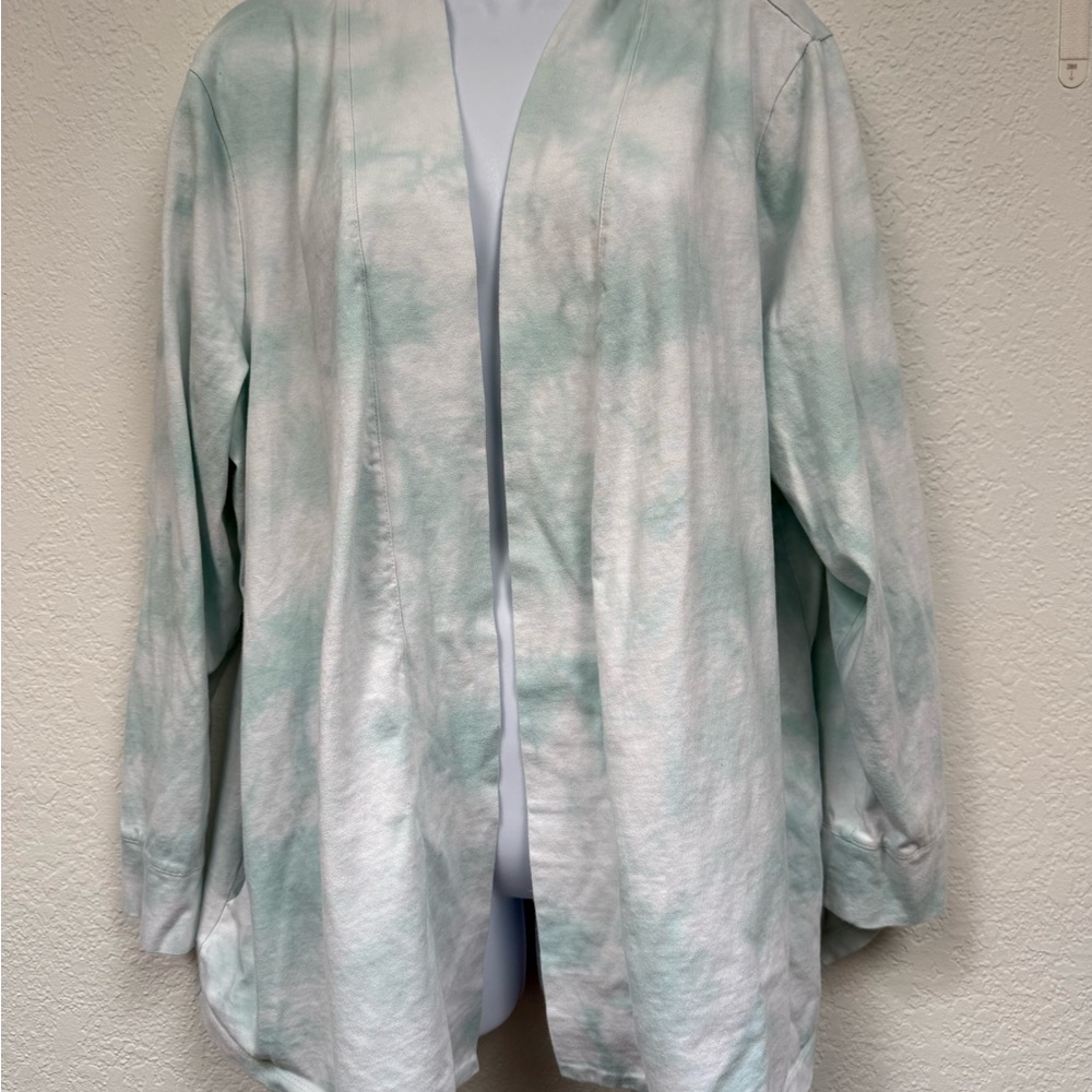 Mint Green Tie-Dye Open Cardigan d&co size XL